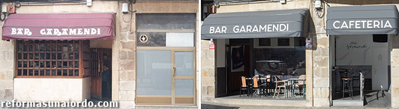 Antes y despues de la reforma de un bar en Amorebieta